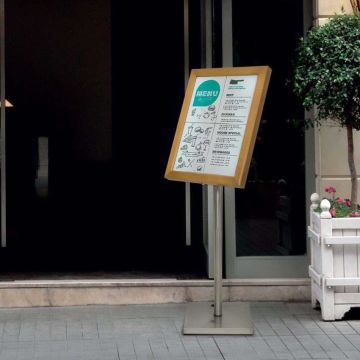 Porte-menu + pied - Teinte teck