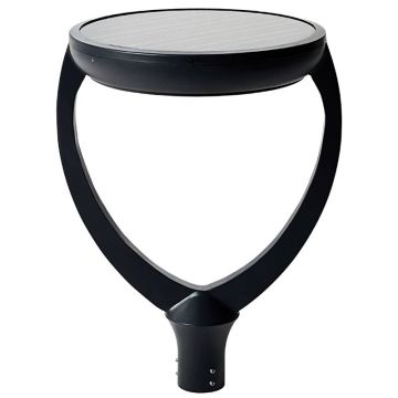 Lampadaire solaire LED 14W noir, tête d'éclairage 1800 lm pour mât Ø 76 mm