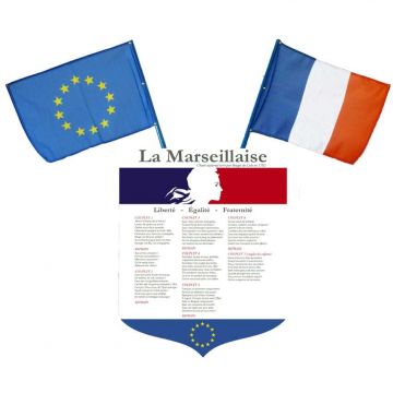 Ecusson paroles de la marseillaise + drapeaux France et Europe - Décors collège et lycée