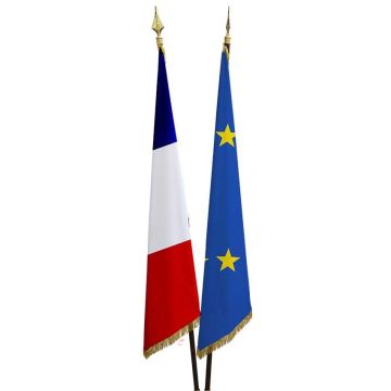 Drapeaux protocole France et Europe - Avec franges dorés