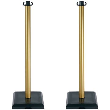 Lot de 2 poteaux à cordon PVC gris métallisé – guidage du public