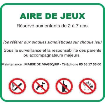 Panneau information pour aire de jeux