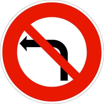 Panneau Interdiction de tourner à gauche B2a