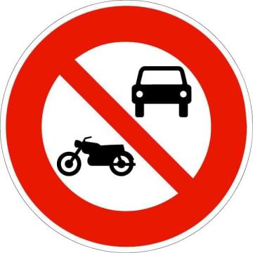 Panneau B7a - Interdiction des véhicules à moteur