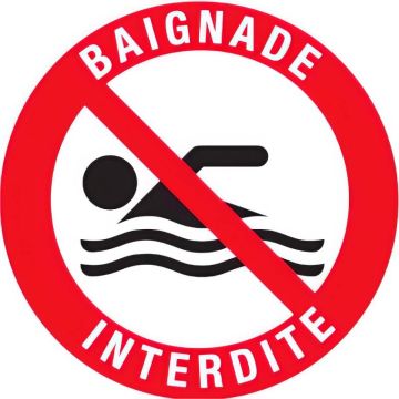 Panneau de signalisation Baignade Interdite aluminium 450 mm classe 1