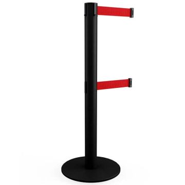 Poteaux double sangle - Poteaux noirs - Sangles rouges