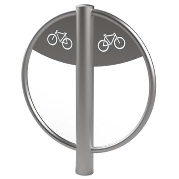 Poteau accroche vélo en inox avec plaque signalétique