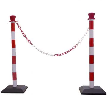 Kit 2 poteaux de signalisation - Rouge / Blanc - Chaine 2 m