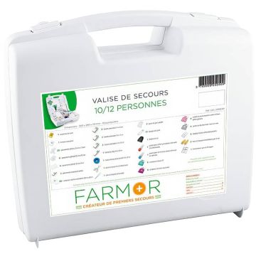 Mallette de secours multirisques 10/12 personnes Farmor en polypropylène blanc