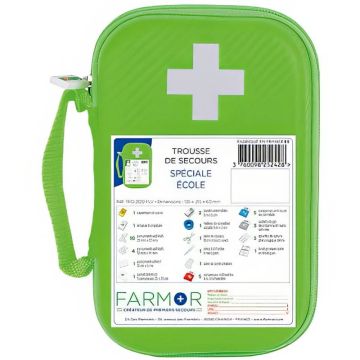 Trousse de secours sortie scolaire compacte vert fluo Magequip
