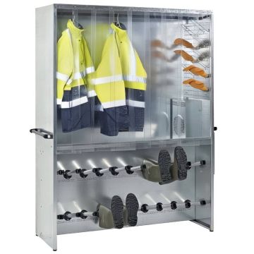 Vestiaire séchant à air chaud 10 personnes en acier galvanisé avec vestes haute visibilité et bottes en séchage