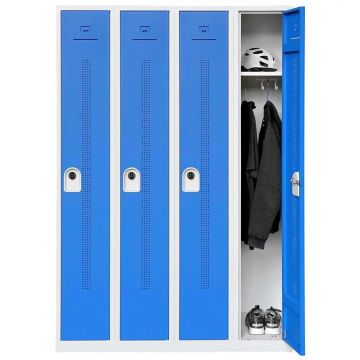 Vestiaire soudé industrie propre 4 cases - Portes bleues