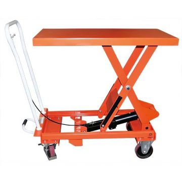 Table élévatrice manuelle Premium 500 kg à plateau acier époxy, vue d'ensemble