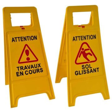 Chevalet de signalisation "Sol glissant" ou "Travaux en cours"