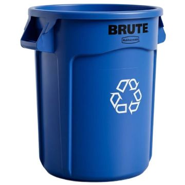 Collecteur BRUTE Rubbermaid 120L bleu recyclage – tri sélectif collectivités