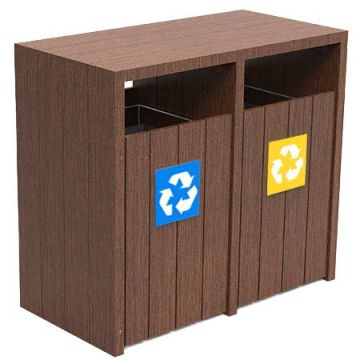 Poubelle tri-sélectif plastique recyclé - 2 bacs