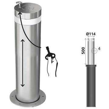 Borne rétractable inox semi-automatique D. 114 mm