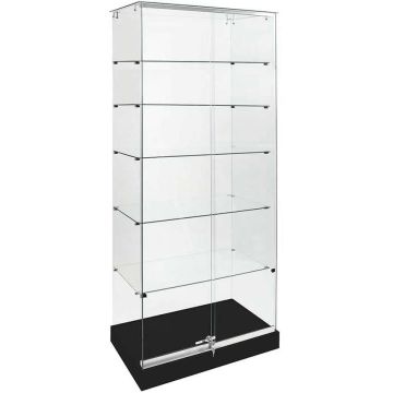 Vitrine en verre trempe 2 tablettes avec serrure