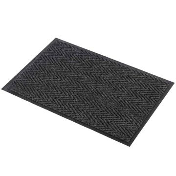 Tapis d'entrée aiguilleté Chevron gris anthracite