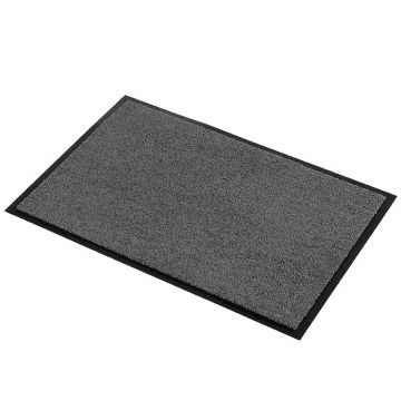 Tapis d'accueil tufté velours gris anthracite extra-plat pour hall d'entrée