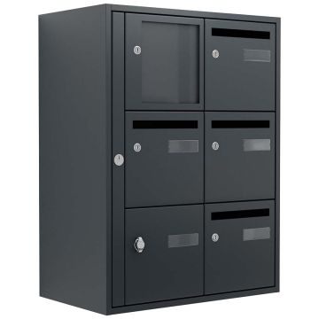 BAL Bristol : 2 colonnes X 3 cases Gris anthracite RAL 7016 + Option tableau d'affichage