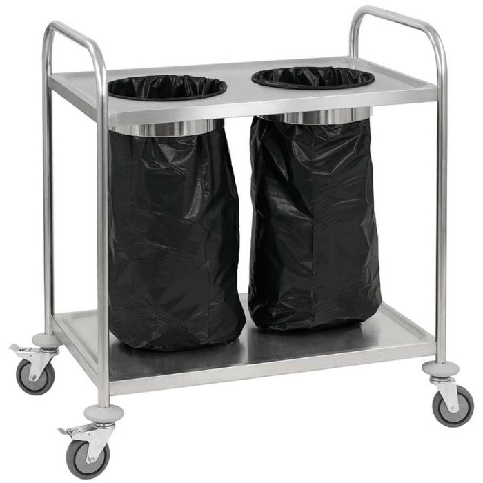 Chariot porte-sac-poubelle inox