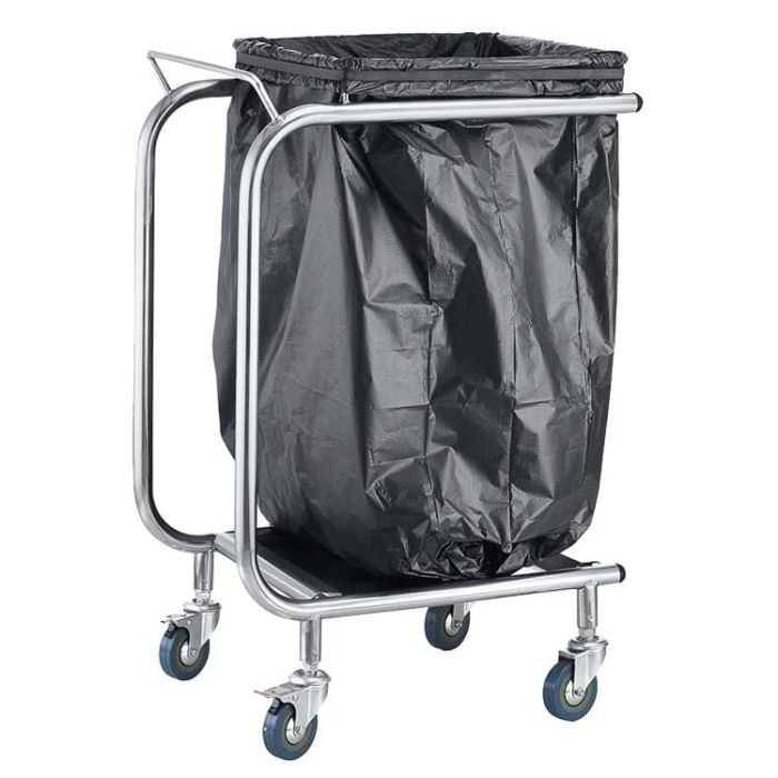 Porte-sac poubelle mobile inox
