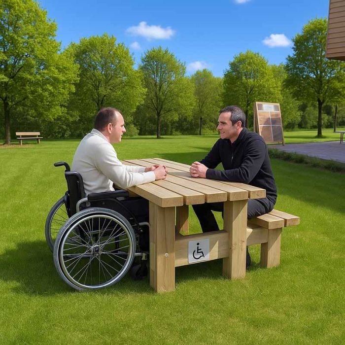 Table pique nique pour fauteuils roulants