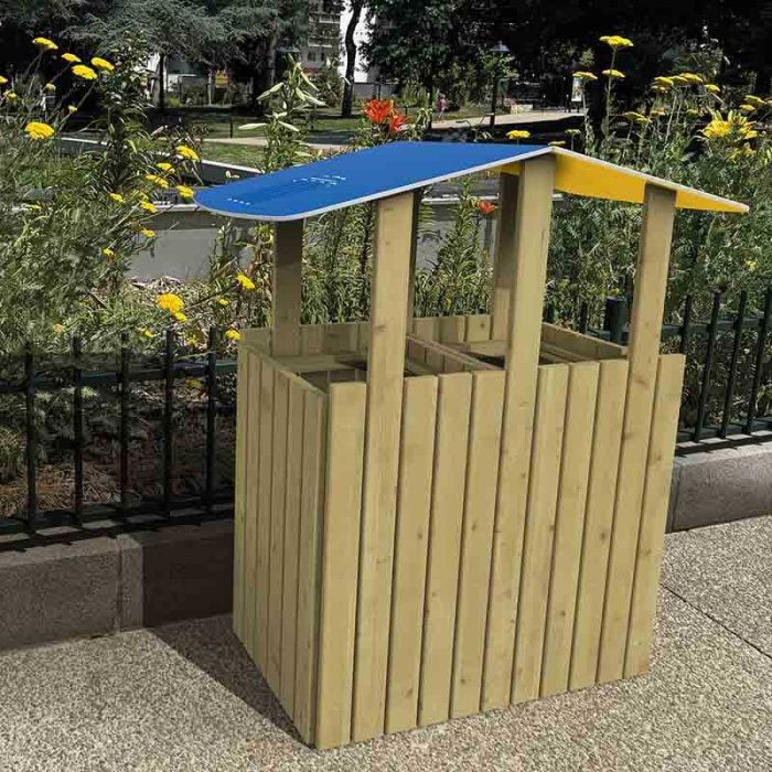 Corbeille bois Tri-sélectif 2 X 100L