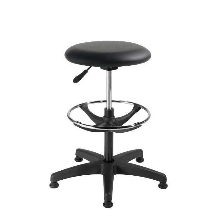 Tabouret vinyle sur patins avec repose-pieds