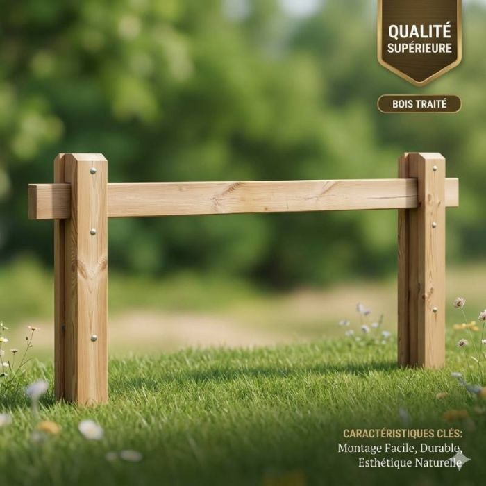 Barrière accès coulissante en bois 2,5 à 4,5 m