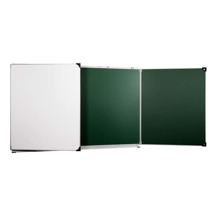 Tableau d'école à 3 volets – Craie, Blanc ou Mixte
