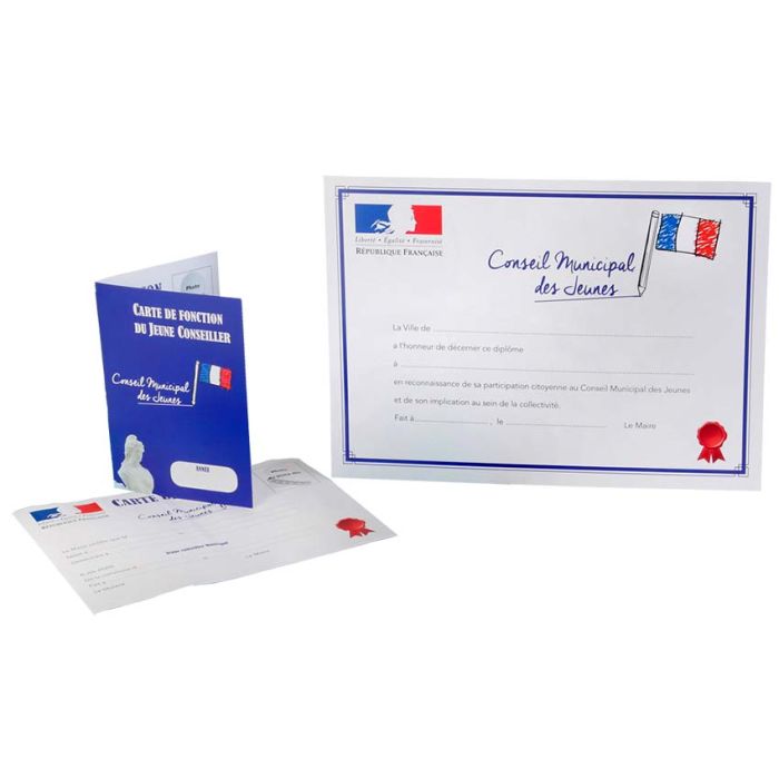 Diplôme et carte de fonction conseil municipal des jeunes & enfants
