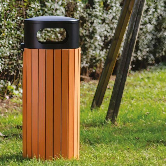 Corbeille extérieure aspect bois Brescia 60L