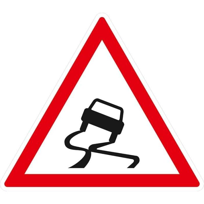 Panneau Danger Chaussée Glissante A4