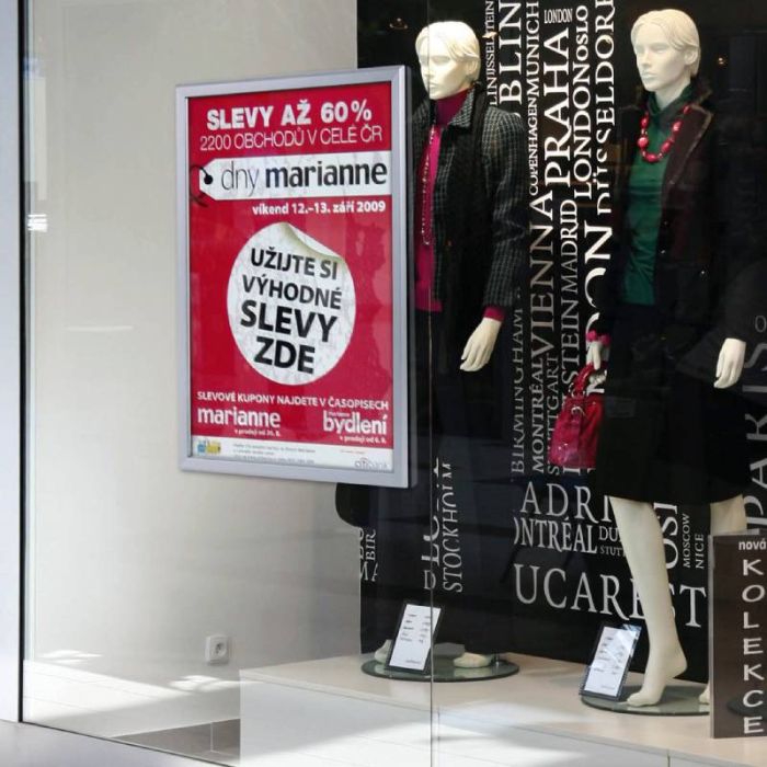 Cadre d'affichage double face pour vitrine de magasin