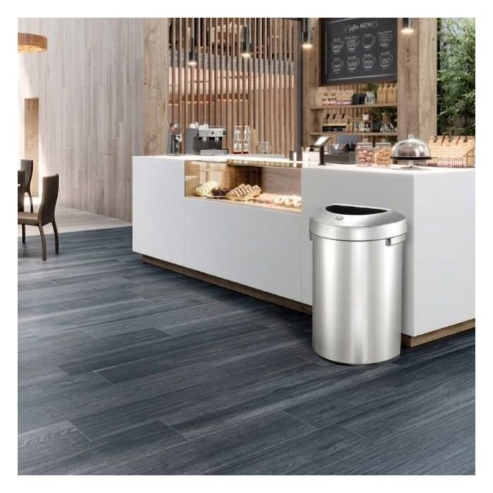 Poubelle demi-ronde inox grande capacité 80L