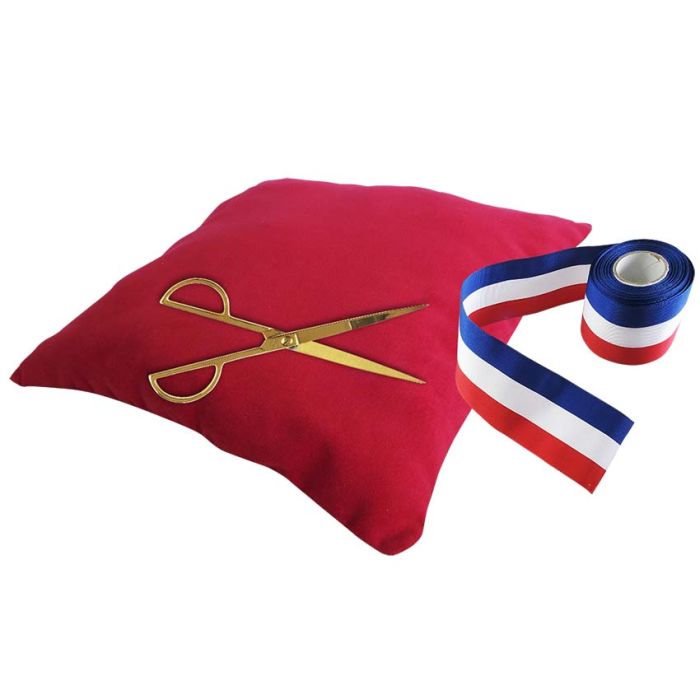 Matériel d'inaugurations - Ruban tricolore - Coussin - Ciseaux