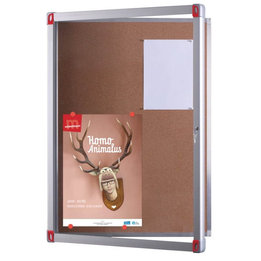 Vitrine intérieure à porte battante - Fond liège -  Format 4 A4