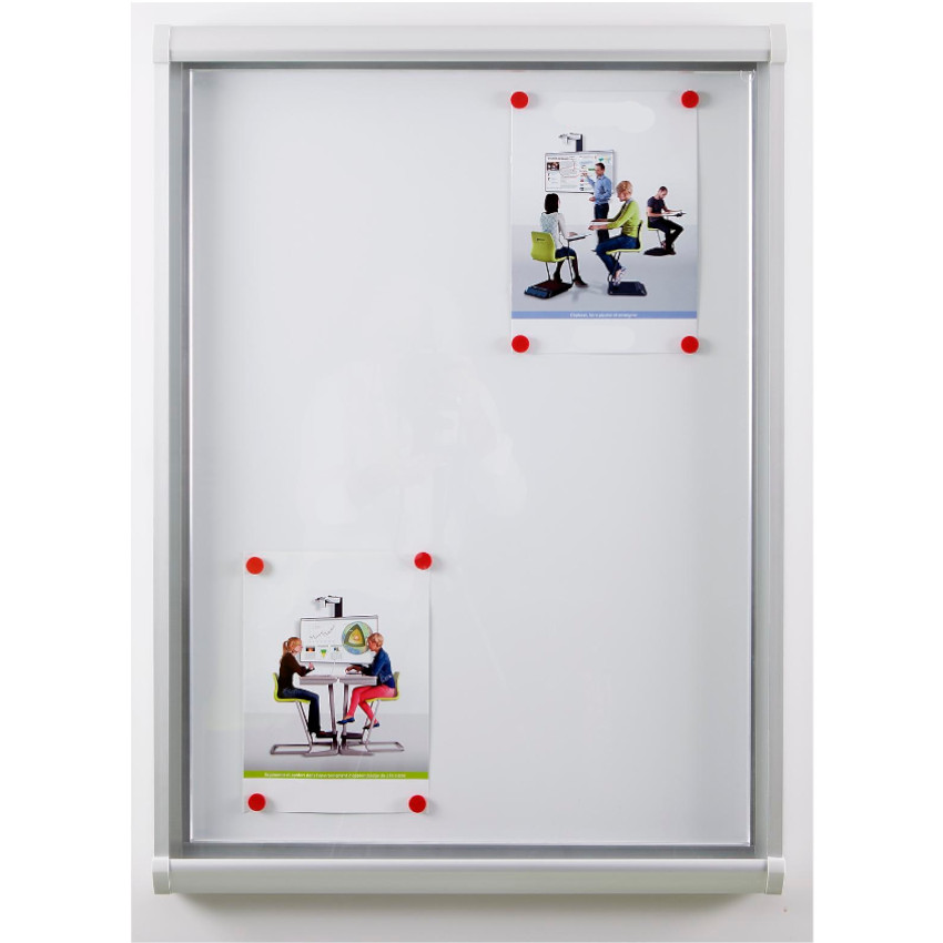 Vitrine intérieure porte battante Design - Fond tôle -  Format 6 A4