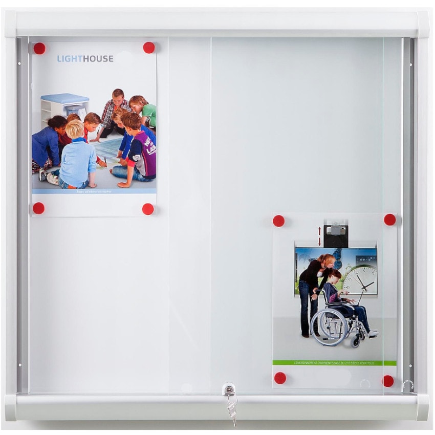 Vitrine intérieure porte battante Design - Fond tôle -  Format 12 A4