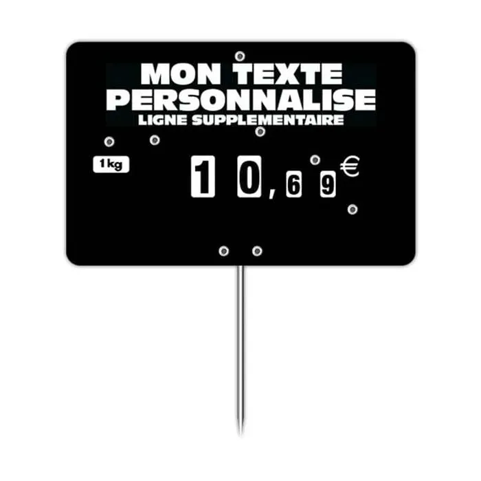 Etiquette pique-prix noire à texte