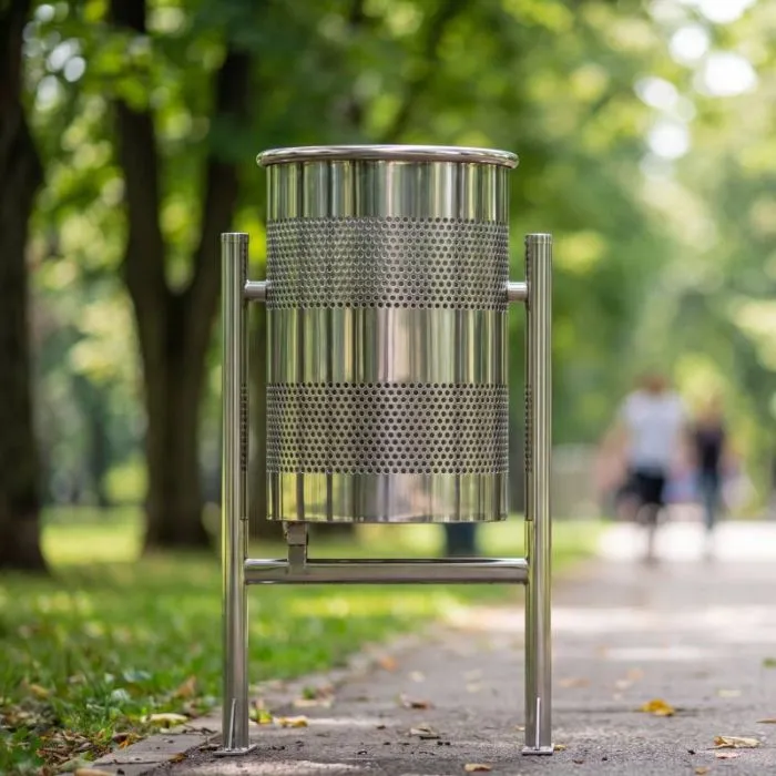 Corbeille de ville inox ronde basculante 60L Arcachon