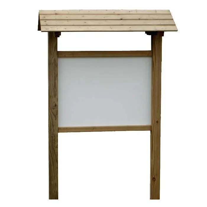 Panneau d'affichage extérieur en bois avec toit