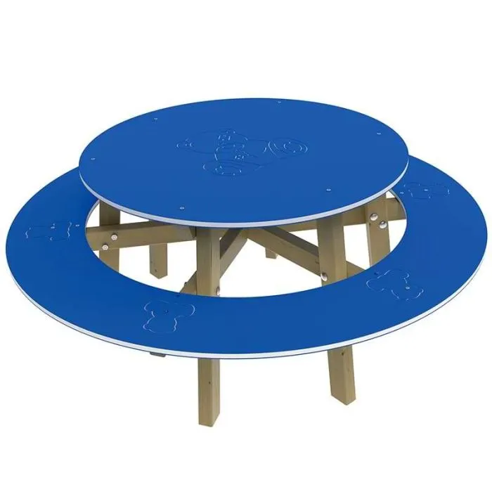 Table pique-nique enfant ronde Ourson 6 places