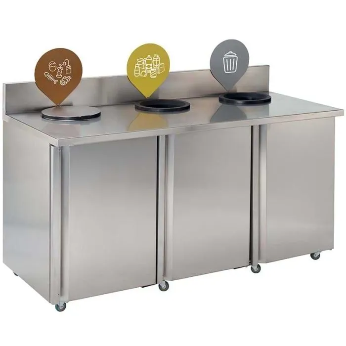 Meuble tri-sélectif restauration collective inox