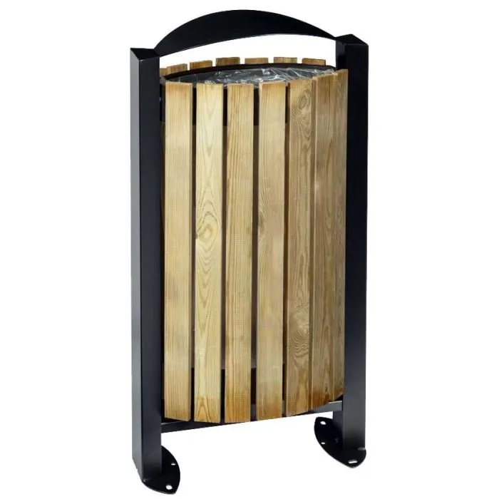 Corbeille sur pied lattes bois autoclave 60L