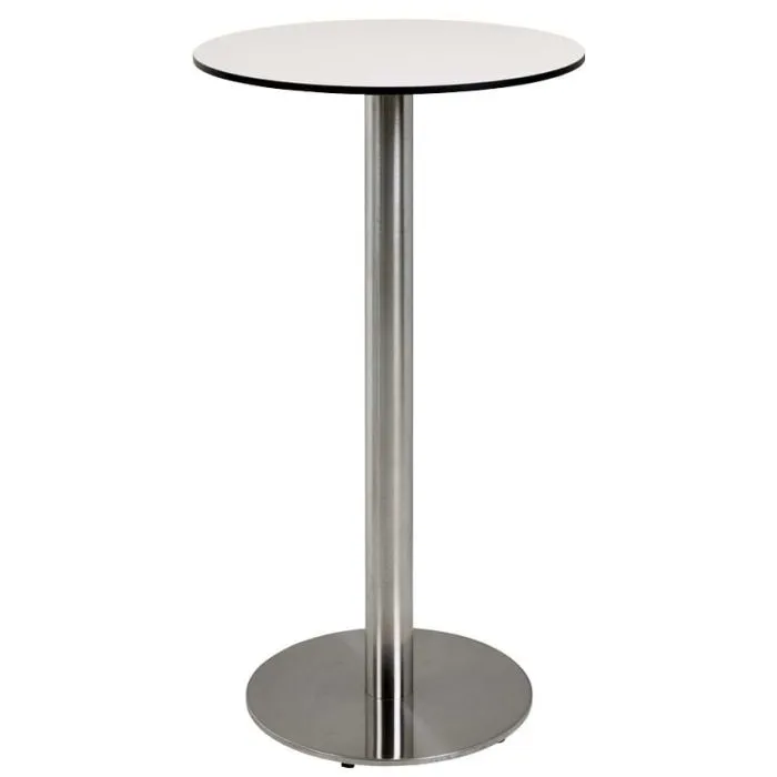 Table mange-debout inox brossé – Plateau compact HPL
