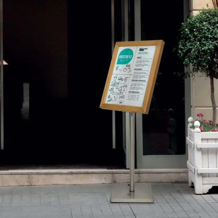 Vitrine porte-menu bois 4 X A4