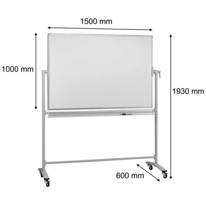 Tableau blanc mobile pivotant - 1500 X 1000 mm